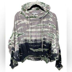 Young Fabulous & Broke Tie Dye Hoodie Sweatshirt Cropped Size S/M Purple‎ Green